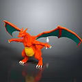 Orange Dragon With Spread Green Wings Yellow Belly And Sharp Claws 3d model