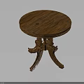 Wooden Round Side Table Featuring Carved Legs And Classic Natural Wood Grain Design