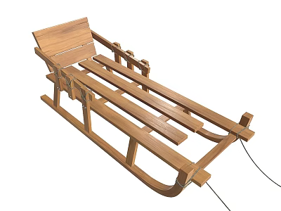 Wooden Sled with Sturdy Frame and Comfortable Seat for Winter Activities 3d model