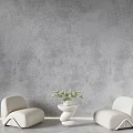 Textured Gray Accent Wall With Modern Single Sofas And Art Table 3d model