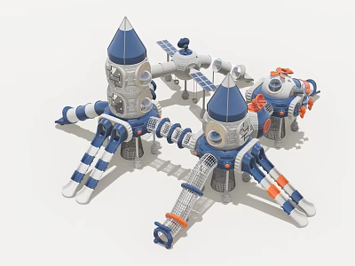 Amusement Equipment Rocket Tank Plastic Slide Little Doctor Amusement Facilities Little Doctor Toy Amusement 3d model