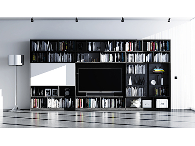 Modern Bookshelf TV Cabinet Combination Cabinet Floor Lamp Cabinet System model