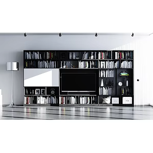 Modern Bookshelf TV Cabinet Combination Cabinet Floor Lamp Cabinet System 3d model