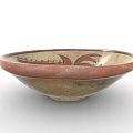 Traditional Ceramic Bowl With Red Brown Decorative Patterns And Artistic Design 3d model