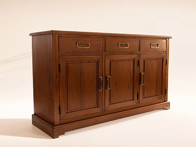 Wooden Decorative Cabinet with Three Drawers and Cabinet Doors Classic Design Solid Wood Furniture 3d model
