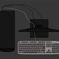 Black Desktop Tower With Green Accent Monitor Displaying Charts And Wired Keyboard Setup