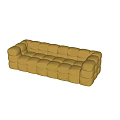 Modern Yellow Three Seater Sofa with Rounded Modular Design in Light Green Interior 3d model