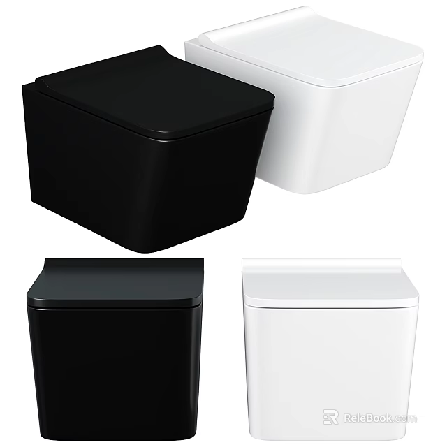 Modern Black and White Toilet Bowl Designs with Sleek Bathroom Style Options 3d model 