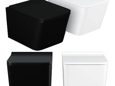 Modern Black and White Toilet Bowl Designs with Sleek Bathroom Style Options 3d model