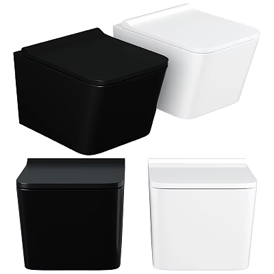 Modern Black and White Toilet Bowl Designs with Sleek Bathroom Style Options 3d model