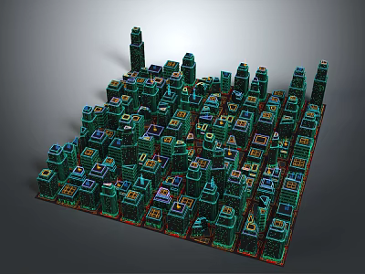 Colorful Toy Brick City Model With High Rise Structures And Detailed Urban Layout 3d model