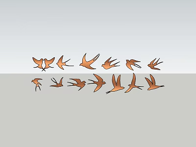 Brown Flying Birds in Formation Soaring Through the Sky Together 3d model