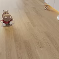 Light Brown Wooden Floor With Clear Grain Featuring Hippo Doll White Shoes And Cabinets