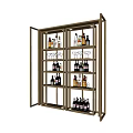 Modern Wine Cabinet With Open Doors Multiple Shelves Wine Bottles And Glasses