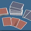 Red And Blue Playing Cards Stacked And Scattered For Card Games Entertainment