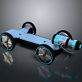 Blue Black Toy Car With Striped Body Glowing Wheels And Four Shiny Rims