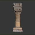 Classical Stone Column With Intricate Carved Decorations Ornate Base And Top Recessed Design