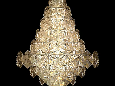 Luxurious Crystal Chandelier With Layered Geometric Cut Design And Glistening Light 3d model