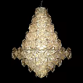 Luxurious Crystal Chandelier With Layered Geometric Cut Design And Glistening Light