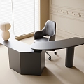 Modern desk and chair combination table lamp venetian blinds office desk and chair 3d model