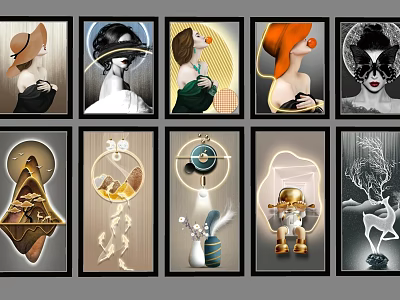 Creative Decorative Wall Hangings Featuring Diverse Themes And Artistic Patterns For Interior Decoration 3d model