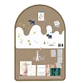 Decorative Arched Corkboard With Colorful Notes Pictures And Small Decorations