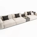 Modern Light Beige Sectional Sofa With Dark Cushions And Side Table 3d model