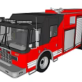 Red Black Fire Truck With Emergency Siren Ladder and Storage Compartments