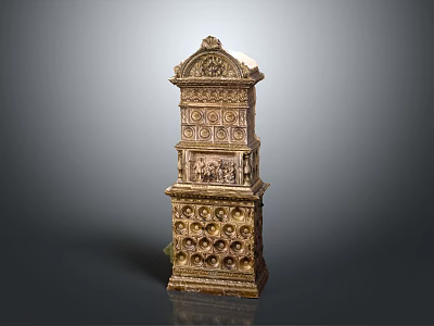 Antique Decorative Cabinet With Elaborate Carvings Multi layered Structure And Intricate Design 3d model