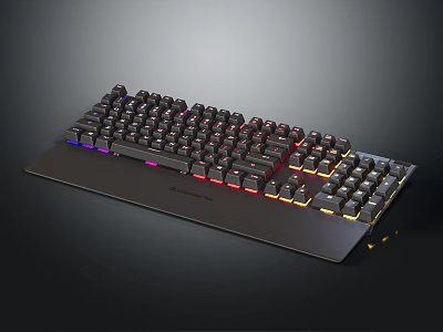 Mechanical Keyboard With RGB Backlighting Full Key Layout And Black Design 3d model