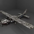 Abandoned Passenger Aircraft With Rusted Body Worn Propeller And Damaged Wings