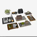 Elegant Decorative Ornament Combination With Trays Small Plants Boxes And Accessories