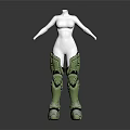 Futuristic Green Armored Mechanical Boots With Reflective Surface And Detailed Design
