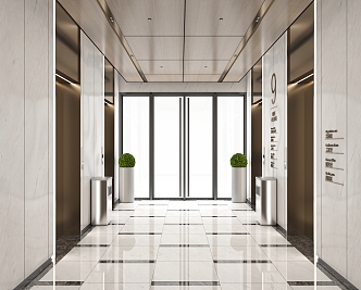 modern elevator hall elevator car 3d model