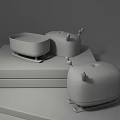 White Animal Shaped Daily Use Appliances With Small Horns And Lighting Function 3d model