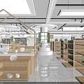 Modern Retail Store Interior With Wooden Shelves Product Displays And Bright Lighting