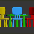 Kids Colorful Toy Table Set With Three Chairs And Building Blocks