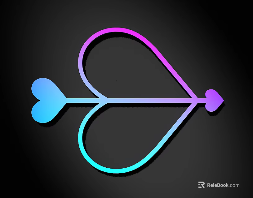 Modern Gradient Colored Line Art Heart Arrow Wall Decor for Home 3d model 