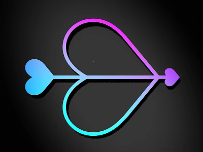 Modern Gradient Colored Line Art Heart Arrow Wall Decor for Home 3d model