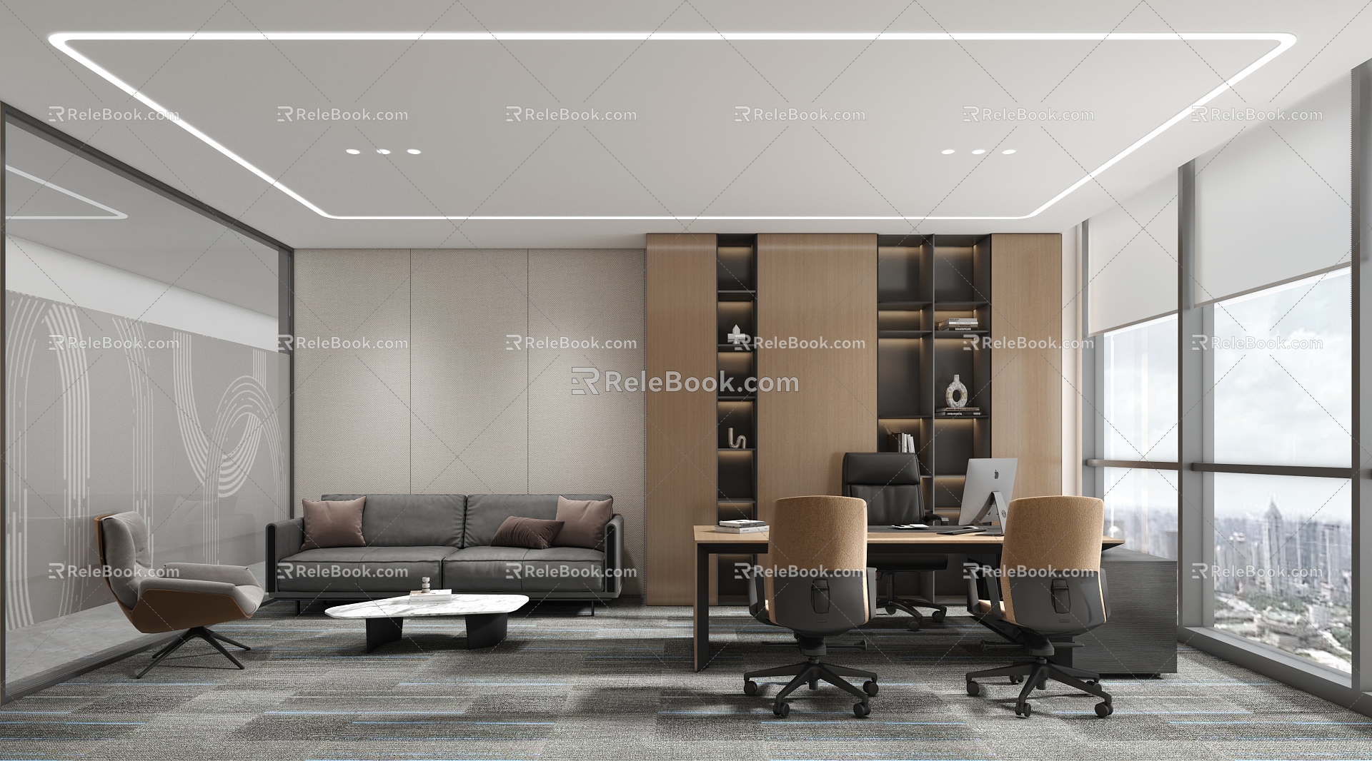 Style Office Manager Room Simple President's Office 3d model