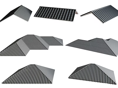 Ribbed Metal Structural Components In Various Shapes For Building Roofing Applications 3d model