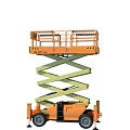 Orange Scissor Lift Aerial Work Platform with Guardrails Wheels and Outriggers