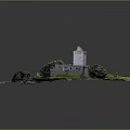 Scenic Island Castle With Stone Tower Ancient Walls Green Grass And Surrounding Water