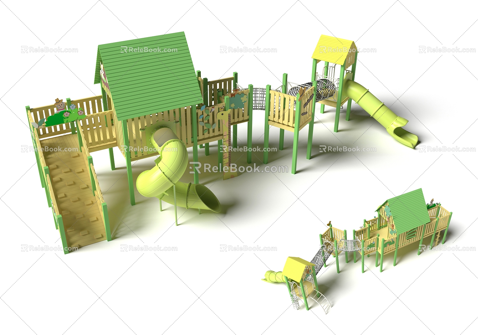 Tree House Platform Amusement Park Slide Crawl Drill Net Children's Paradise Non-standard Paradise Customized Paradise Creative Features 3d model