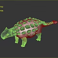 Colorful Dinosaur Model With Spiked Body Green Red Brown Textured Surface