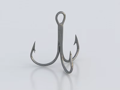 Three Prong Metal Fish Hook Design For Fishing Tackle And Angling 3d model