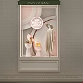 Elegant Window Display With Mannequin Gold Dress Pink Decorations Geometric Patterns And New Arrival