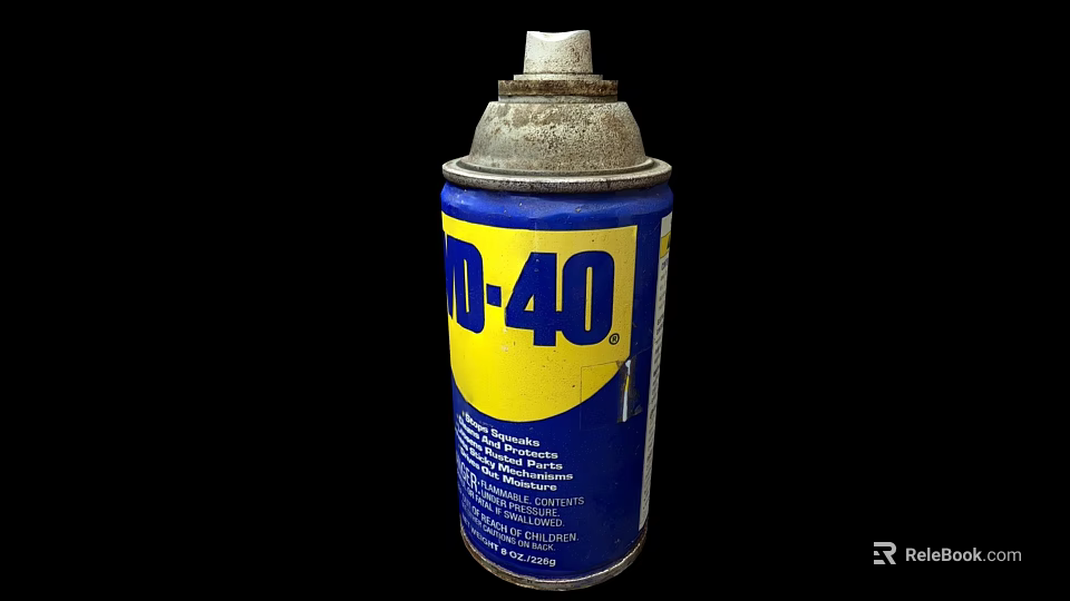 WD-40 Multi Use Spray Can With Blue Yellow Label And Worn Top 3d model 