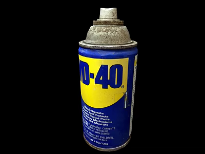 WD-40 Multi Use Spray Can With Blue Yellow Label And Worn Top 3d model
