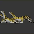 Three Yellow And Black Spotted Reptile Leopard Geckos In Different Poses 3d model